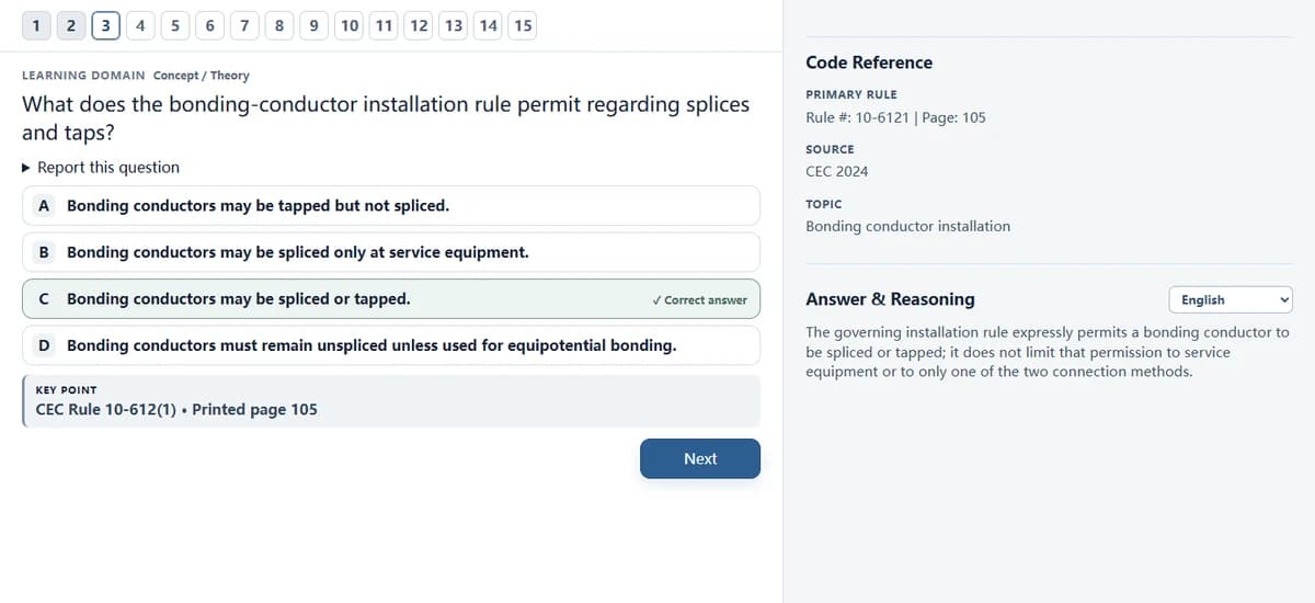 ProPrepX Question 3 concept practice example with English explanation and CEC reference.